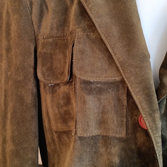 Nice khaki green suede modern military blazer with lots of pockets - Picture 3 of 6